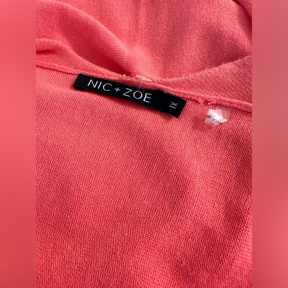 NIC + ZOE Plus Sized Cardigan Sweater Coral Pink Orange Ling Open Front Ribbed - Picture 7 of 11